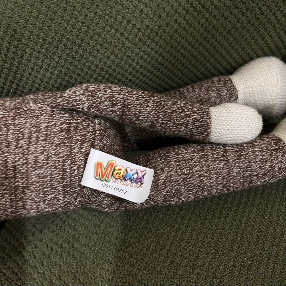 Maxx The Sock Monkey Stuffed Animal Plush Knit 2011 See No Evil Heathered Brown - Picture 4 of 6